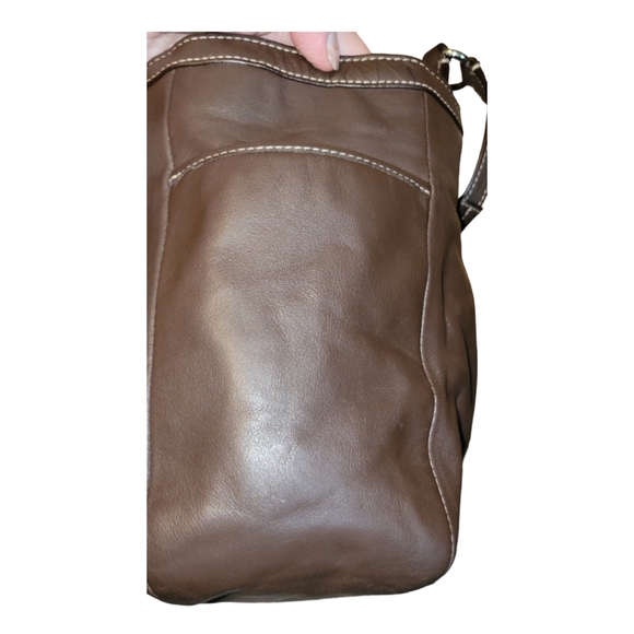 Coach Brown Leather pleated gallery shopper, hangtag, F15147, Double han… - Picture 5 of 12